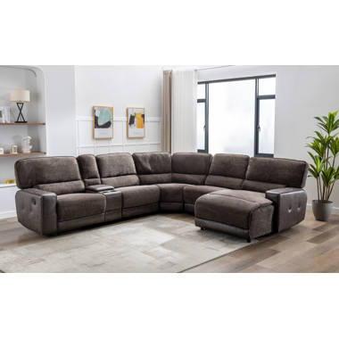 Fabric sectional sofas with recliners outlet and cup holders